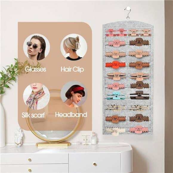 Double Sided Hair Clip Organizer Hanging Claw Clip Holder Storage with 40 Slots - Picture 5 of 7